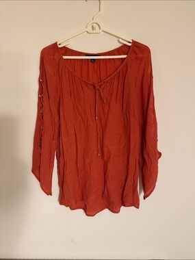 Apt. 9 Rust Tie-Front Peasant Blouse